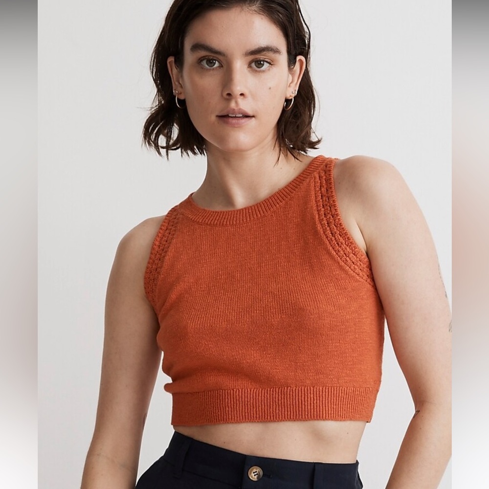 NWT Madewell Crochet-Trim Crop Sweater Tank